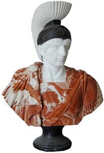 Casa Padrino Luxus Antik Stil Marmor B�ste R�mer Wei� / Rot / Schwarz H. 90 cm