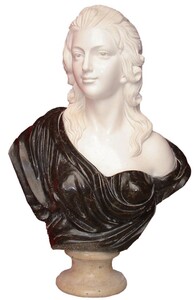 Casa Padrino Luxus Jugendstil Marmor Deko B�ste Dame Wei� / Schwarz H. 80 cm