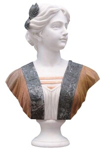 Casa Padrino Luxus Barock Marmor Deko B�ste Dame Wei� / Braun / Schwarz H. 60 cm