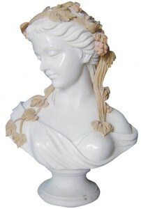 Casa Padrino Luxus Jugendstil Marmor Deko B�ste Dame Wei� / Beige H. 65 cm