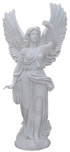 Casa Padrino Luxus Jugendstil Marmor Deko Skulptur Engel Wei� H. 215 cm - Prunkvolle Garten Marmor Deko Figur - Barock & Jugendstil Garten Marmor Deko Accessoires - Edel & Prunkvoll