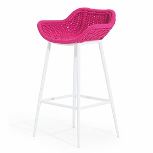 Casa Padrino Luxus Garten Barstuhl Pink / Wei� - Luxus Garten & Terrassen M�bel