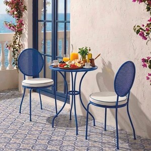 Casa Padrino Luxus Jugendstil Schmiedeeisen Garten Set Blau / Cremewei� - Hotel & Garten M�bel