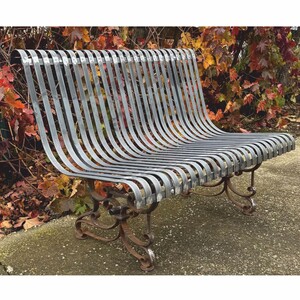 Casa Padrino Jugendstil Schmiedeeisen Gartenbank Silber / Rost 120 cm - Garten M�bel