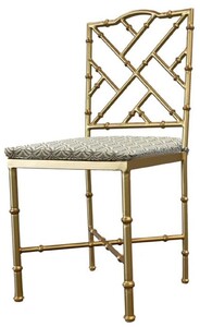 Casa Padrino Luxus Jugendstil Schmiedeeisen Gartenstuhl Gold / Gr�n H. 98 cm