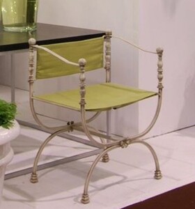 Casa Padrino Luxus Jugendstil Schmiedeeisen Gartenstuhl mit Armlehnen Grau / Hellgr�n H. 80 cm