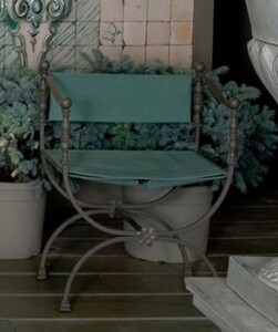 Casa Padrino Luxus Jugendstil Schmiedeeisen Gartenstuhl mit Armlehnen Grau / Gr�n H. 80 cm