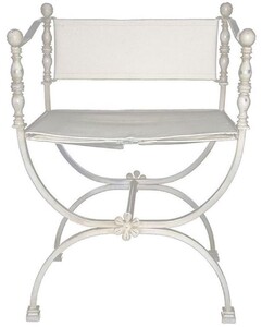 Casa Padrino Luxus Jugendstil Schmiedeeisen Gartenstuhl mit Armlehnen Wei� H. 80 cm