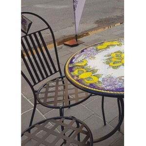 Casa Padrino Luxus Jugendstil Schmiedeeisen Garten Stuhl Braun / Bunt H. 96 cm