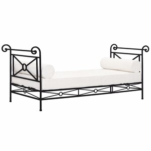 Casa Padrino Luxus Jugendstil Schmiedeeisen Sofa Schwarz / Wei� 210 cm - Garten M�bel