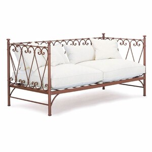 Casa Padrino Luxus Jugendstil Schmiedeeisen Sofa Braun / Wei� 196 cm - Hotel & Garten Sofa