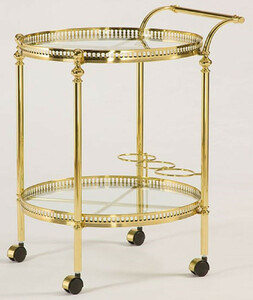 Casa Padrino Luxus Jugendstil Servierwagen Gold 40 x 40 x H. 57 cm - Edler Messing Trolley mit Glasplatten - Barock & Jugendstil Gastronomie Accessoires