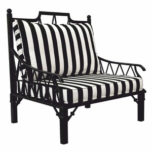 Casa Padrino Luxus Jugendstil Sessel Schwarz / Wei� - Hotel & Garten Sessel