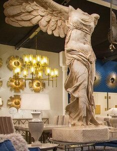 Casa Padrino Luxus Jugendstil Skulptur Beige 106 x 98 x H. 320 cm - Handgefertigte Keramik Statue - Garten Deko Figur - Hotel Deko - Barock & Jugendstil Deko Accessoires