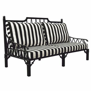 Casa Padrino Luxus Jugendstil Sofa Schwarz / Wei� 190 cm - Hotel & Garten Sofa
