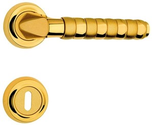 Casa Padrino Luxus Trgriff Set Gold 15,7 x H. 5,4 cm - Hochwertige Messing Trklinken mit Rosetten - Luxus Kollektion