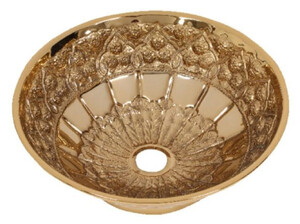 Casa Padrino Luxus Jugendstil Waschbecken Schale Rosegold  41,5 x H. 15,5 cm - Rundes Retro Messing Waschbecken - Badezimmer Accessoires - Luxus Jugendstil Badezimmer Zubeh�r