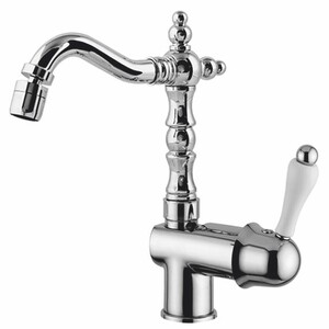 Casa Padrino Luxus Jugendstil Waschtisch Armatur Silber / Wei� H. 24 cm - Made in Italy