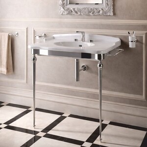 Casa Padrino Luxus Jugendstil Waschtisch Wei� / Silber - Badezimmer M�bel - Made in Italy