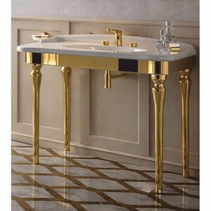 Casa Padrino Luxus Jugendstil Waschtisch Wei� / Gold - Badezimmer M�bel - Made in Italy