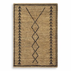 Casa Padrino Luxus Jute Teppich Beige / Schwarz 300 x 400 cm - Handgewebt