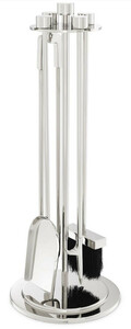 Casa Padrino Luxus Kaminbesteck Set Silber  27,5 x H. 71 cm - 4 teilige Kamingarnitur mit St�nder - Kamin Zubeh�r