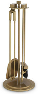 Casa Padrino Luxus Kaminbesteck Set Vintage Messingfarben  27,5 x H. 71 cm - 4 teilige Kamingarnitur mit St�nder - Kamin Zubeh�r