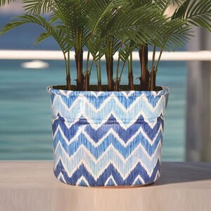 Casa Padrino Luxus Keramik Blumentopf Blau / Wei 84 x 58 x H. 60 cm - Garten Deko