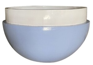 Casa Padrino Luxus Keramik Blumentopf Hellblau / Wei  75 x H. 45 cm - Garten Deko