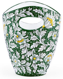Casa Padrino Luxus Keramik Eiseimer Grn / Mehrfarbig  27 x H. 25 cm - Handgefertigter & handbemalter Eiskbel - Weinkhler - Sektkhler - Champagnerkhler - Luxus Qualitt - Made in Italy