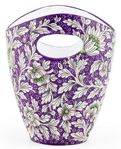Casa Padrino Luxus Keramik Eiseimer Lila / Mehrfarbig  27 x H. 25 cm - Handgefertigter & handbemalter Eisk�bel - Weink�hler - Sektk�hler - Champagnerk�hler - Luxus Qualit�t - Made in Italy
