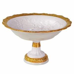 Casa Padrino Luxus Barock Deko Porzellan Schale Wei� / Gold  18 x H. 11 cm - Handgefertigte Nussschale mit 24 Karat Vergoldung - Made in Italy