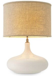 Casa Padrino Luxus Keramik Tischleuchte Wei� / Antik Messingfarben / Beige  46 x H. 64,5 cm - Moderne Tischlampe mit Lampenschirm - Luxus Kollektion