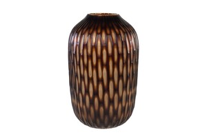 Casa Padrino Luxus Kerzenhalter Braun / Beige  31 x H. 47,5 cm - Gro�es Windlicht aus massivem Farbglas in Braun und Creme, auch als Vase verwendbar - Luxus Deko Accessoires