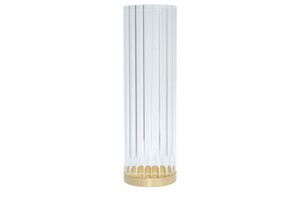 Casa Padrino Luxus Kerzenhalter Gold  10 x H. 30-33 cm - Kerzenhalter aus massivem geb�rstetem Messing mit Glaszylinder - Luxus Deko Accessoires