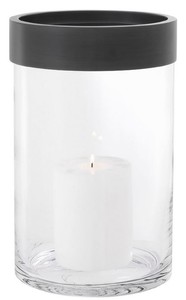 Casa Padrino Luxus Kerzenleuchter Bronze  20 x H. 31,5 cm - Runder Glas Kerzenleuchter mit Aluminium Ring - Luxus Kollektion