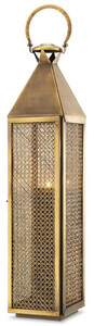 Casa Padrino Luxus Kerzenleuchter Vintage Messing 23 x 24 x H. 114 cm - Edelstahl Laterne mit Tragegriff - Gastronomie Accessoires - Restaurant Accessoires - Hotel Accessoires - Deko Accessoires