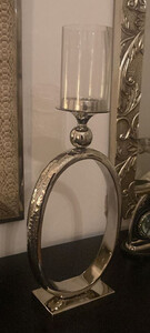 Casa Padrino Designer Kerzenleuchter Silber 25 x 10 x H. 63 cm - Dekorativer Aluminium Kerzenleuchter - Deko Accessoires