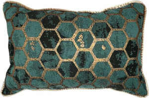 Casa Padrino Luxus Kissen Trkis / Gold 55 x 35 cm - Deko Kissen - Rechteckiges Zierkissen - Wohnzimmer Deko - Luxus Deko Accessoires - Luxus Deko