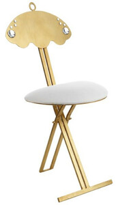 Casa Padrino Luxus Klappstuhl Gold / Wei 42 x 32 x H. 88 cm - Gepolsterter Metall Stuhl mit Swarovski Kristallglas - Luxus Mbel