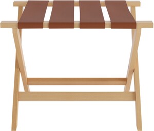 Casa Padrino Luxus Kofferst�nder Gep�ckablage aus Buchenholz und Kunstleder in Naturfarben / Braun 70 x 50 x H. 59 cm