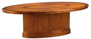 Casa Padrino Luxus Konferenztisch Braun - Ovaler Massivholz Besprechungstisch mit ausziehbaren Ablagefl�chen - B�ro Tisch - Hotel Tisch - B�ro M�bel - Hotel M�bel - Luxus M�bel - Luxus Einrichtung