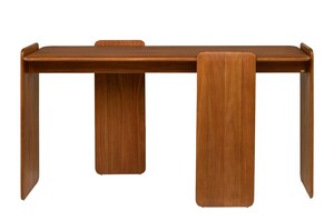Casa Padrino Luxus Konsole Braun 155 x 50 x H. 80 cm - Massivholz Konsolentisch im warmen Bernsteinton mit weich gerundeten Formen - Luxus M�bel