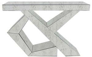 Casa Padrino Designer Wohnzimmer Konsole Antikes Spiegelglas 120 x 36 x H. 81 cm - Verspiegelter Konsolentisch - Luxus M�bel