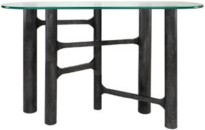 Casa Padrino Luxus Konsole Antik Schwarz 140 x 45 x H. 81 cm - Aluminium Konsolentisch mit Glasplatte - Luxus M�bel - Wohnzimmer M�bel - Luxus Einrichtung - Wohnzimmer Einrichtung