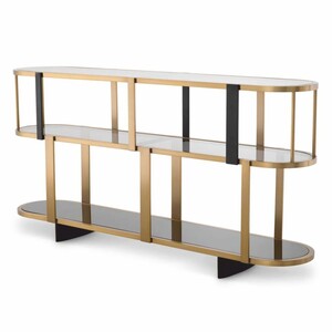 Casa Padrino Luxus Konsole Messing / Schwarz / Grau 180 cm - Luxus Hotel M�bel