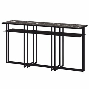 Casa Padrino Luxus Metall Konsole mit Marmorplatte Schwarz 160 cm - Luxus M�bel