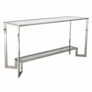 Casa Padrino Luxus Edelstahl Konsole mit Glasplatten Silber 160 cm - Luxus M�bel