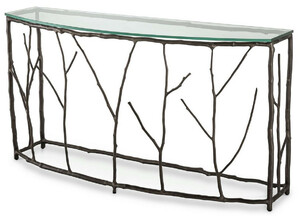 Casa Padrino Luxus Konsole Bronzefarben 140,5 x 41 x H. 74,5 cm - Aluminium Konsolentisch mit Glasplatte - Luxus M�bel