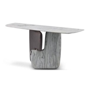 Casa Padrino Luxus Konsolentisch Silbergrau / Schwarz 160 x 42 x H. 76 cm - Konsolentisch mit Travertin - Moderne Flur M�bel - Luxus Qualit�t